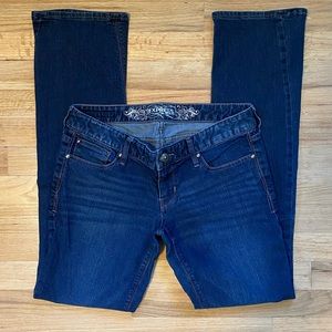Express Zelda Ultra Low Rise Barely Boot jeans.